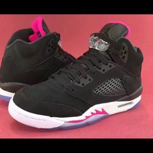 Retro Jordan 5s Black And Pink